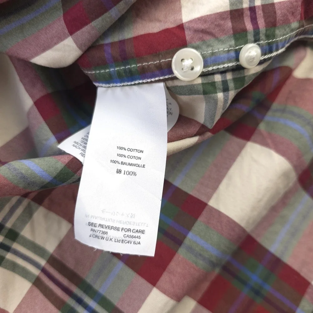 J Crew Shirt Large Classic Long Sleeve Button Down Red Blue Green‎ Plaid